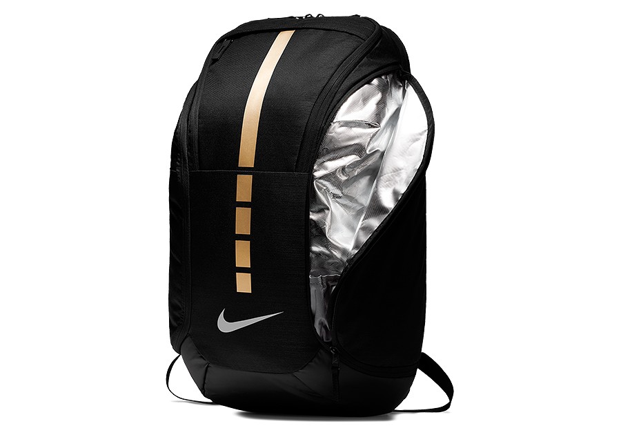 nike hoops elite backpack black and gold
