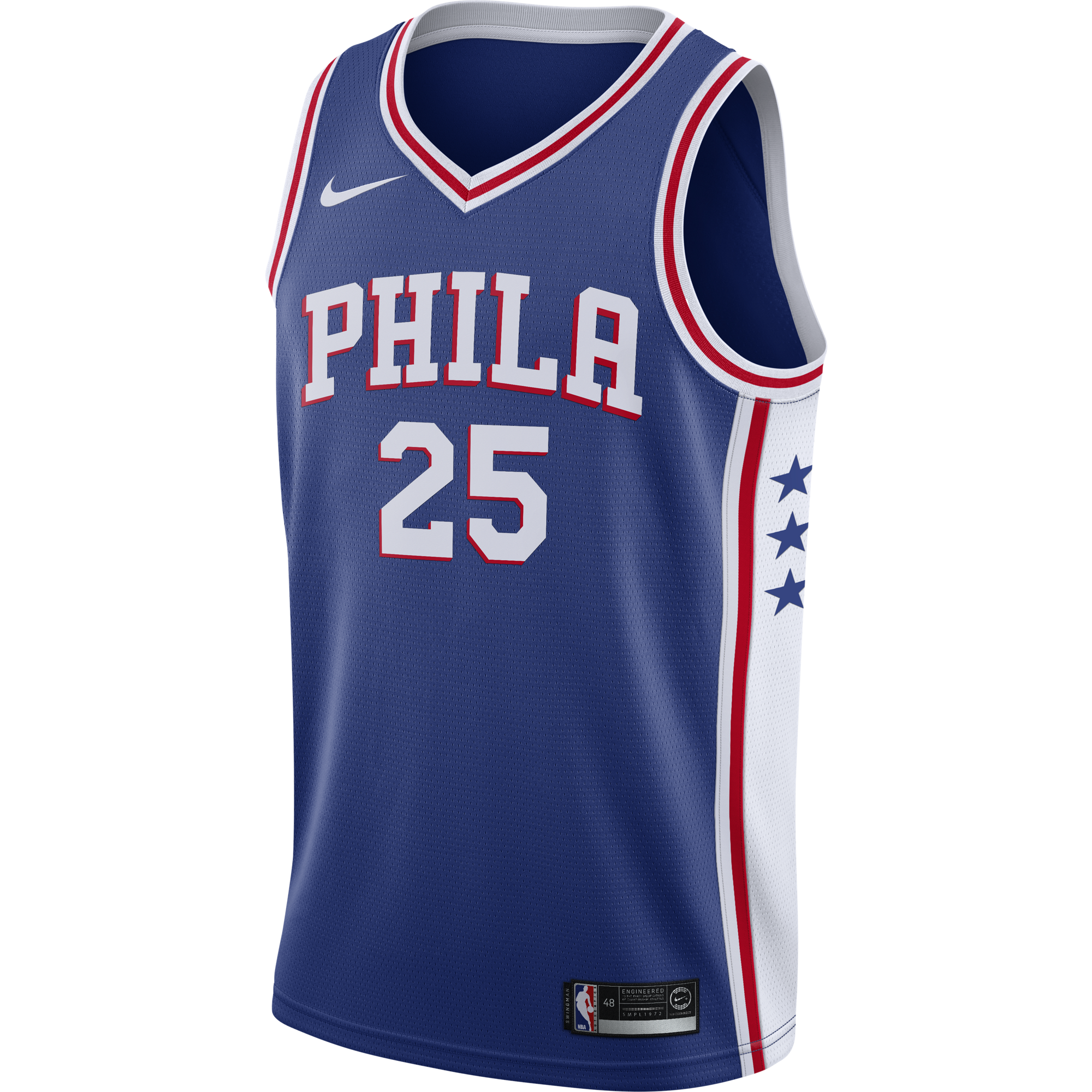 NIKE NBA PHILADELPHIA 76ERS BEN SIMMONS SWINGMAN ROAD JERSEY RUSH BLUE