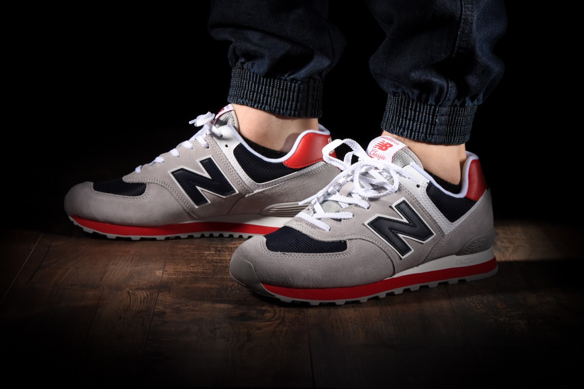 NEW BALANCE 574 GREY WITH RED