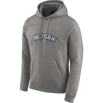 NIKE NBA BROOKLYN NETS LOGO FLEECE HOODIE DARK GREY HEATHER