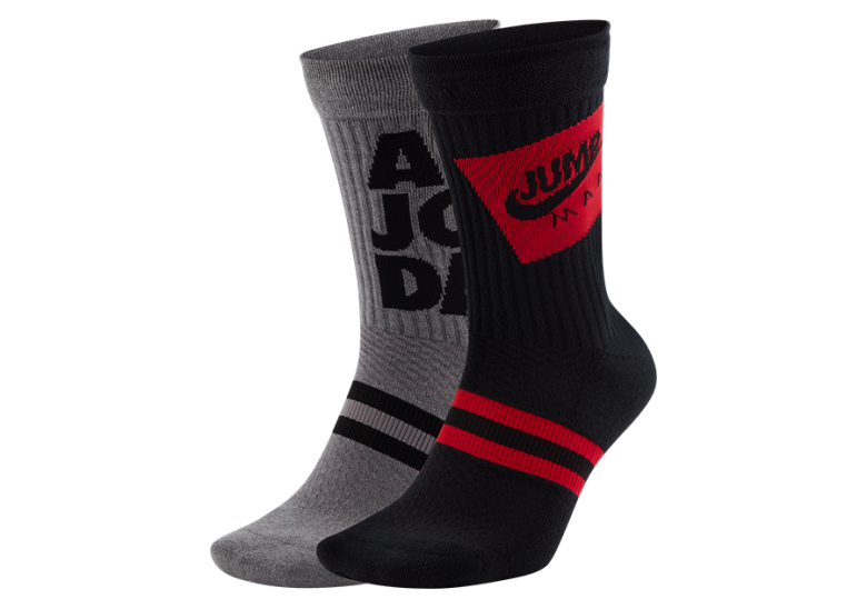 NIKE AIR JORDAN LEGACY JUMPMAN CLASSICS CREW SOCKS (2 PAIRS) MULTI-COLOR