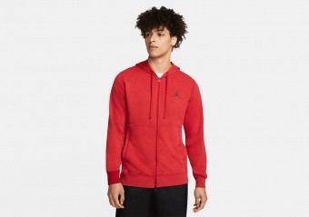 NIKE AIR JORDAN FLEECE FULL-ZIP HOODIE GYM RED