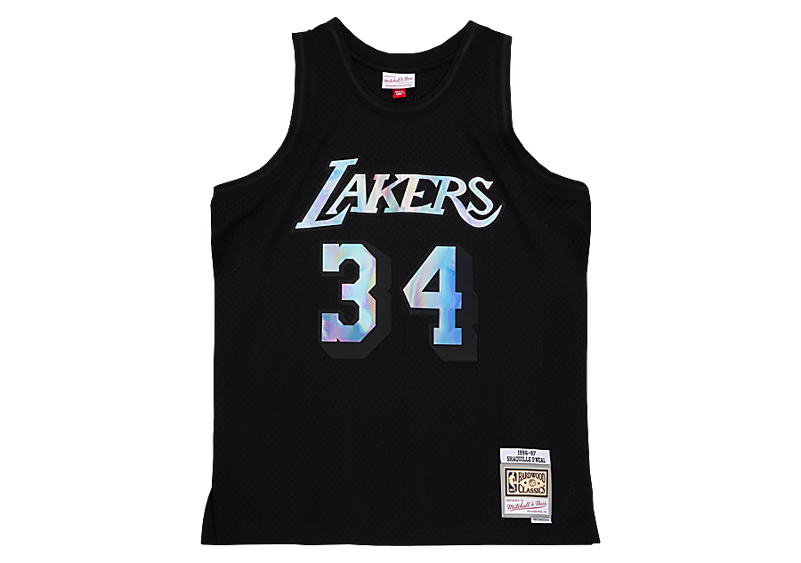 Mitchell & Ness Los Angeles Lakers #34 Shaquille O'Neal Iridescent Swingman Jersey  black